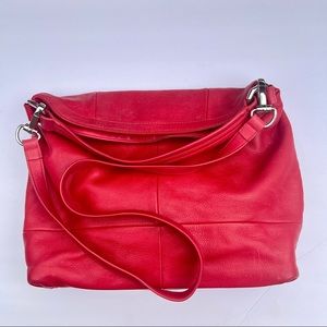 B Makowsky Leather Hobo Crossbody Bag - Red